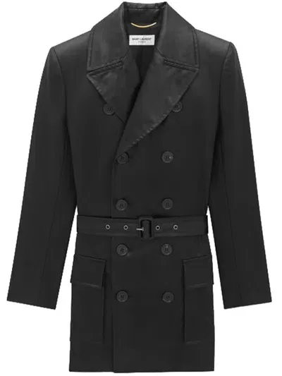 Saint Laurent Veste Satin Chintze Lave Clothing In Black