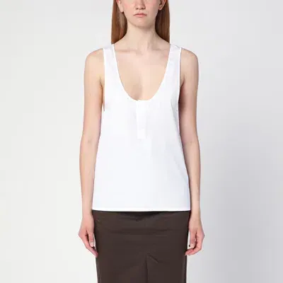 Saint Laurent 'henley' Semi-transparent Tank Top In White