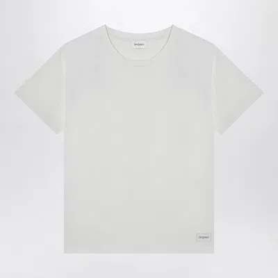 Saint Laurent White T-shirt With Logo Patch