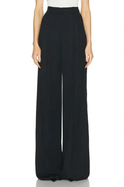 Saint Laurent Pinstripe Wide-leg Pleated Trousers In Nero/rocci