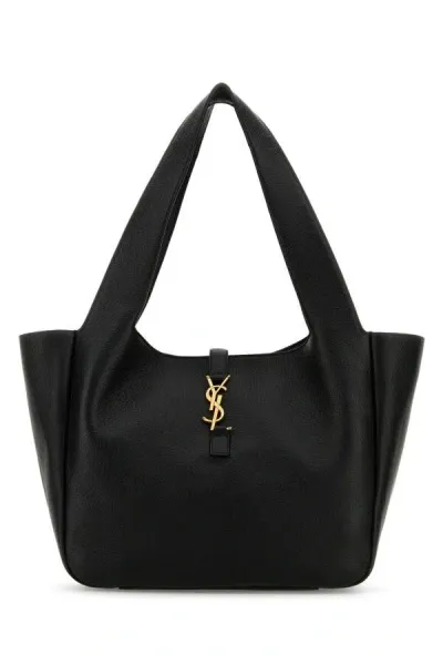 Saint Laurent Woman Black Leather Le 5 Ã 7 Bea Shopping Bag