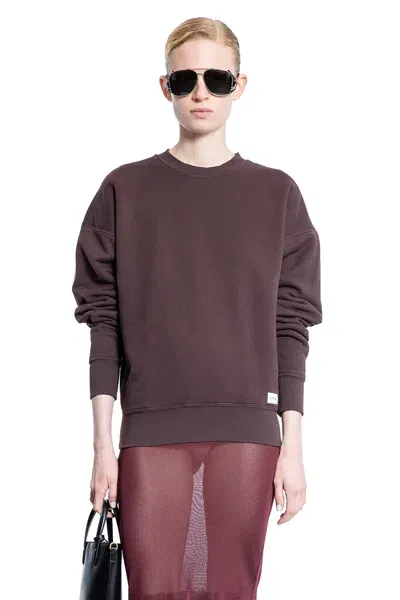 Saint Laurent Woman Brown Sweatshirts In Black