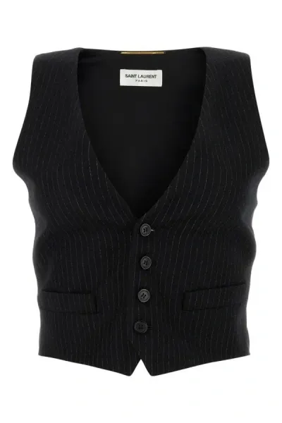 Saint Laurent Pinstriped Wool-blend Waistcoat In Multicolor