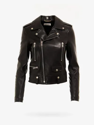 Saint Laurent Woman Jacket Woman Black Leather Jackets