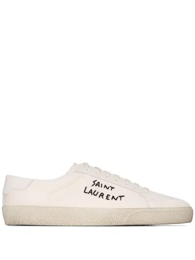 Saint Laurent Women's Court Sl/06 Canvas Sneakers In White