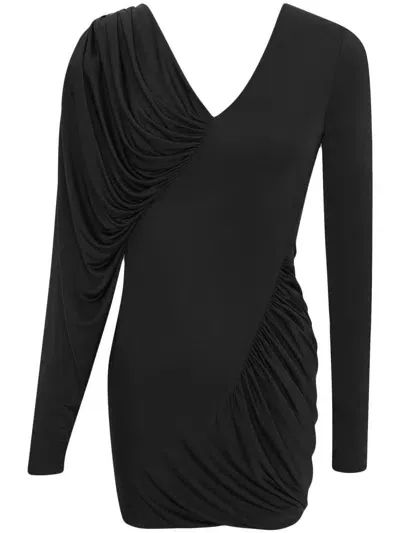 Saint Laurent V-neck Minidress In Black