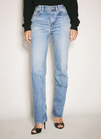 Saint Laurent Women Mid-rise Straight Jeans In Blue