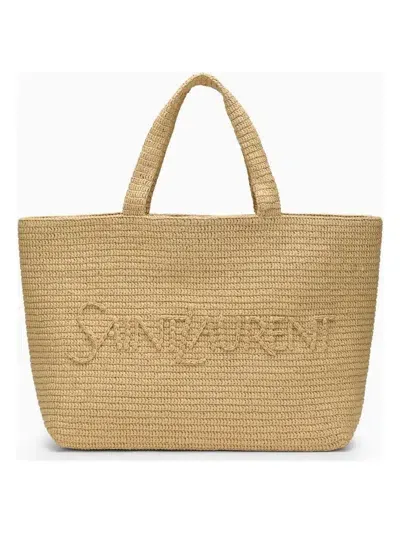 Saint Laurent Women's Raffia Tote Bag With Logo In Pink