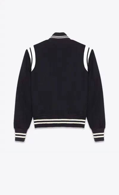 Saint Laurent Wool-blend Bomber Jacket In Black