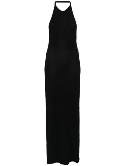 Saint Laurent Knitted Long Dress In Black