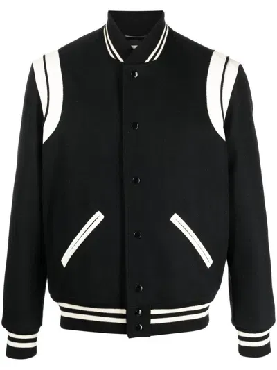 Saint Laurent Teddy Bomber Jacket In Black