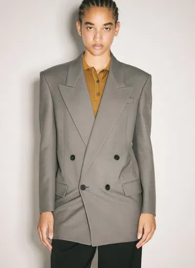 Saint Laurent Wool Gabardine Blazer In Gray