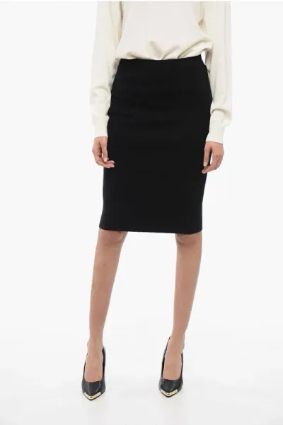 Saint Laurent Wool Pencil Skirt In Black