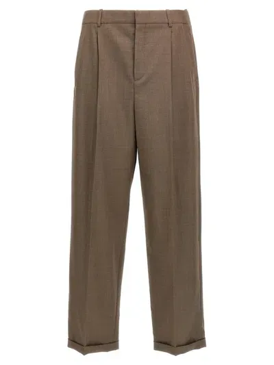 Saint Laurent Wool Tailored Trousers In Gray