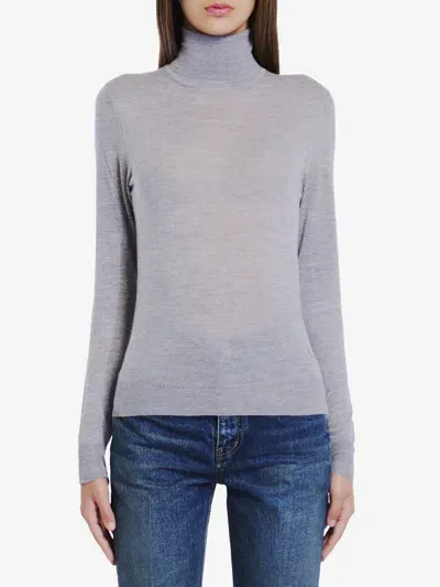 Saint Laurent Wool Turtleneck In Grey