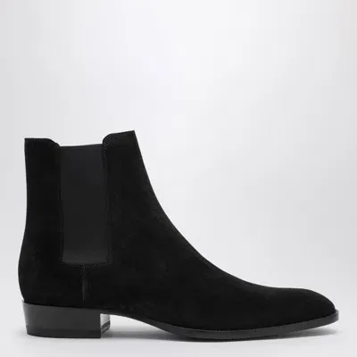 Saint Laurent Ankle Boot With Logo In Black