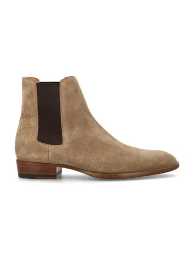 Saint Laurent Wyatt 30 Suede Chelsea Boots In New Cigar