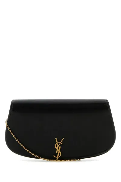 Saint Laurent Logo-plaque Leather Mini Bag In Nero