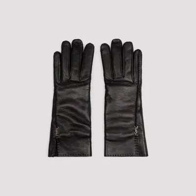 Saint Laurent Gloves Ysl Rivet In Black