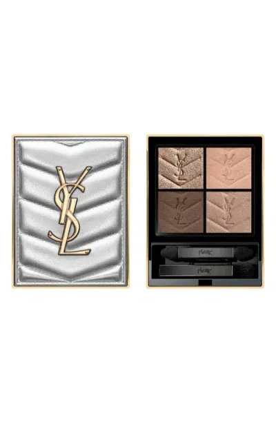 Saint Laurent Yves  Silver Couture Mini Clutch Luxury Eyeshadow Palette In 100