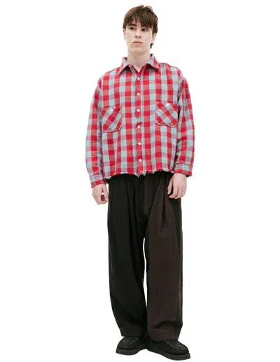 Saint Mxxxxxx Distressed Checked Cotton-flannel Shirt In Red