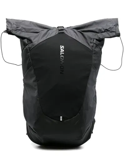 Salomon Logo-print Roll-top Backpack In Black