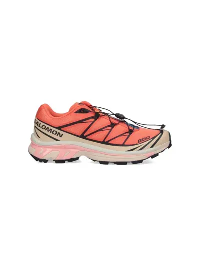 Salomon Leather Sneakers In Orange