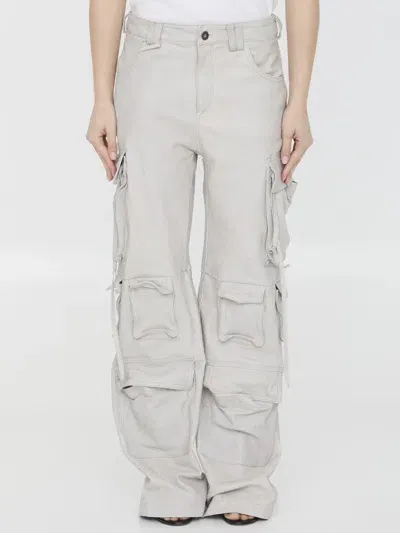 Salvatore Santoro Leather Cargo Pants In Grey