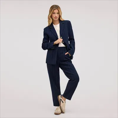 Sam Edelman Aliya Pinstripe Cinch Waist Blazer In Blue