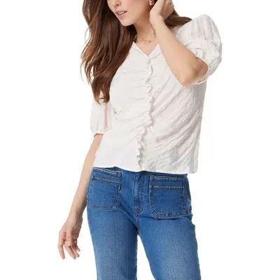 Sam Edelman Dakota Shirred Puff Sleeve Top In Gardenia