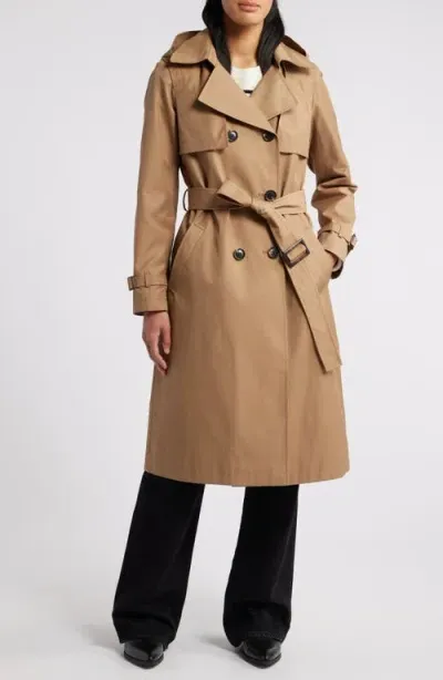 Sam Edelman Double Breasted Belted Trench Coat In Sand