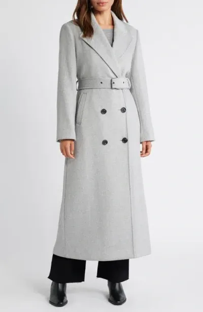 Sam Edelman Double Breasted Twill Coat In Grey Twill