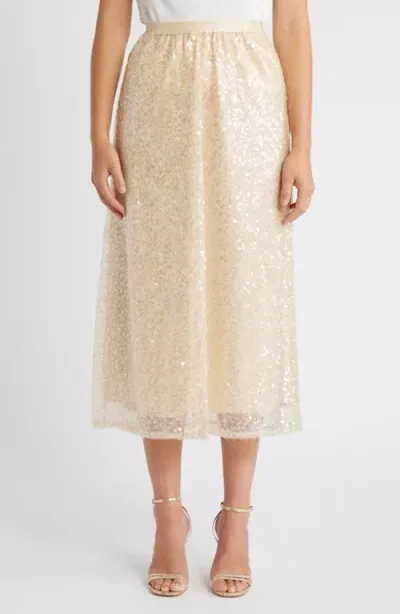 Sam Edelman Gracie Sequin Midi Skirt In Crystal