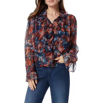 Sam Edelman Jasleen Floral Button-up Shirt In Navy-flora Futura