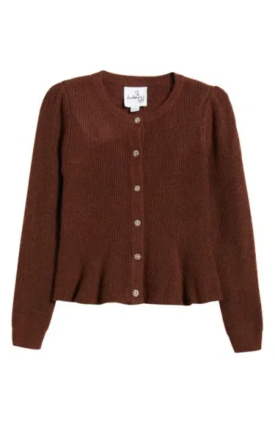 Sam Edelman Keegan Peplum Cardigan In Bitter Chocolate