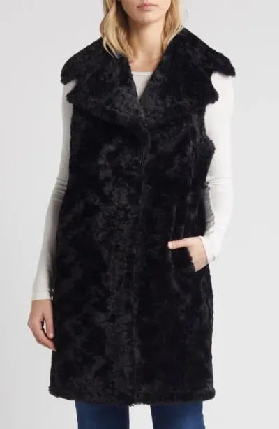 Sam Edelman Longline Faux Fur Vest In Black