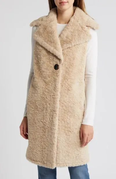 Sam Edelman Longline Faux Fur Vest In Natural