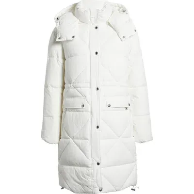 Sam Edelman Mixed Quilt Puffer Coat In Winter White