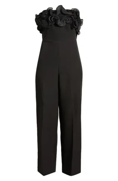 Sam Edelman Organza Trim Strapless Jumpsuit In Black