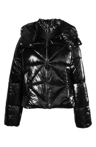 Sam Edelman Shiny Crop Puffer Jacket In Black