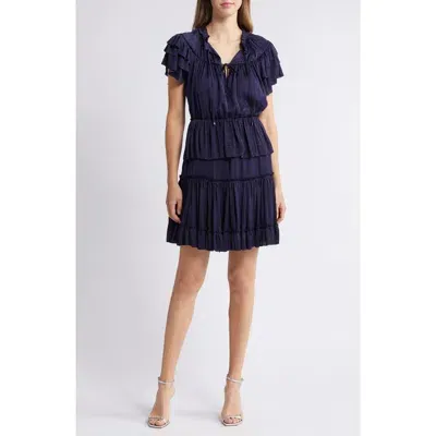 Sam Edelman Tiered Ruffle Minidress In Blue