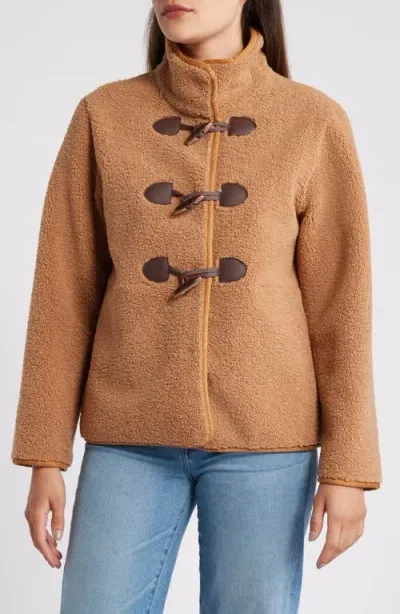 Sam Edelman Toggle Front Faux Shearling Jacket In Sepia Taupe