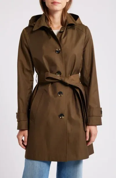 Sam Edelman Trench Coat With Removable Hood In Botanic Green