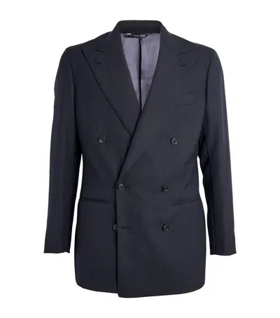 Saman Amel Virgin Wool Double-breasted Jacket In Navy