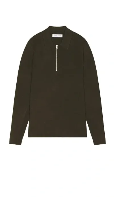 Samsoe & Samsoe Guna Half Zip Polo In Forest Night