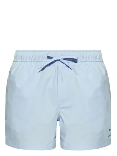 Samsoe & Samsoe Moses Logo-print Swim Shorts In Blue