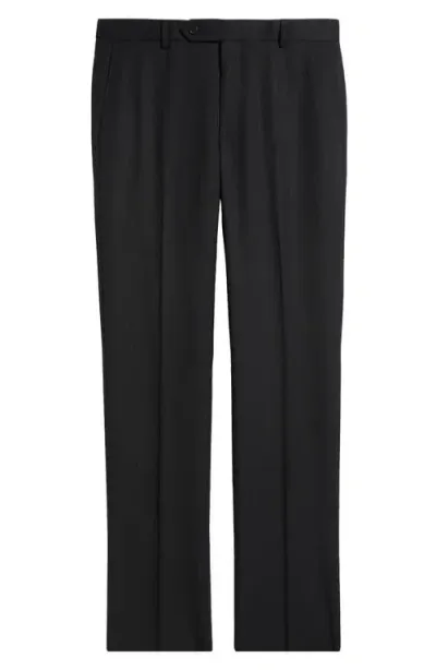 Samuelsohn Roica Flat Front Straight Leg Wool Dress Pants In Black