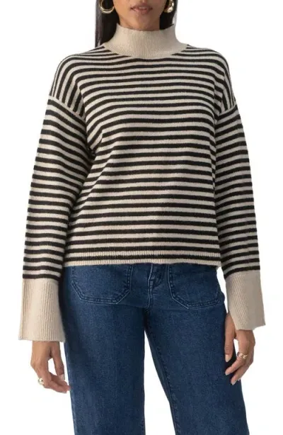 Sanctuary Chalet Stripe Turtleneck Sweater In Frosted Almond