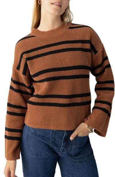 Sanctuary Chilly Out Chenille Sweater In Rawhide/black Stripe