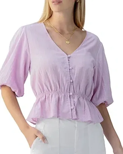 Sanctuary Eyelet Button Front Blouse In Pink